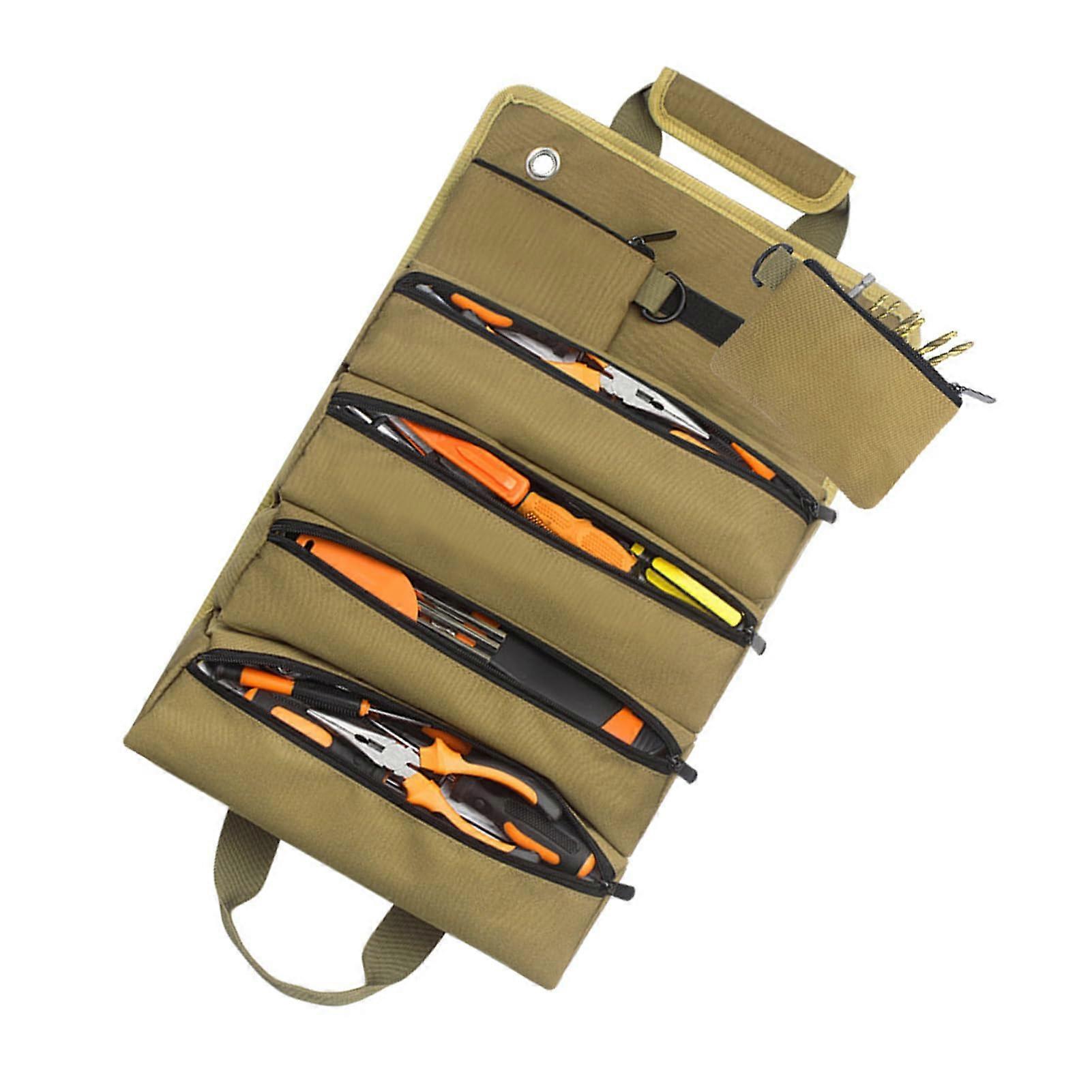 Tool Box Roll Up Tool Bag for Mechanics, 6 Removable Pockets, Portable Oxford Fabric Organizer, Small Car Compatible