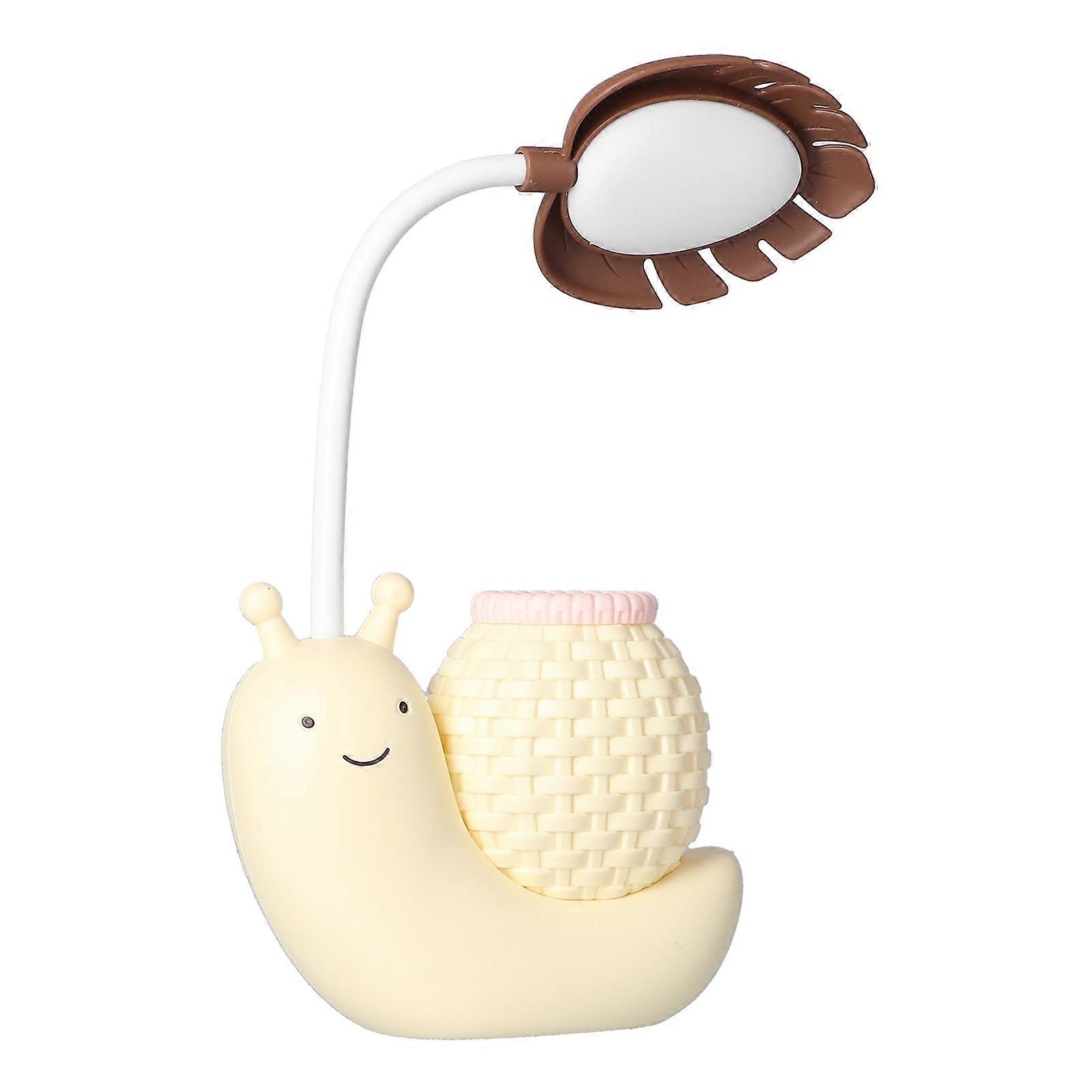 LED Desk Lamp with Pen Holder Multiple Function USB Charging Cute Desk Light for Students KidsYellow 
