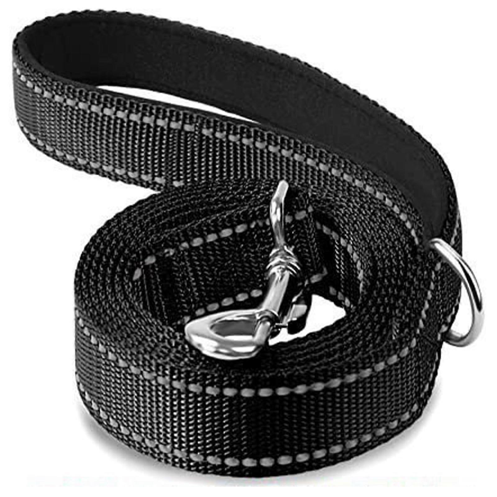 Dog Leads For Small And Medium Dogs Double Sided Reflective Soft Neoprene Padded Handle 2 Cm Wide 180 Cm Long Black