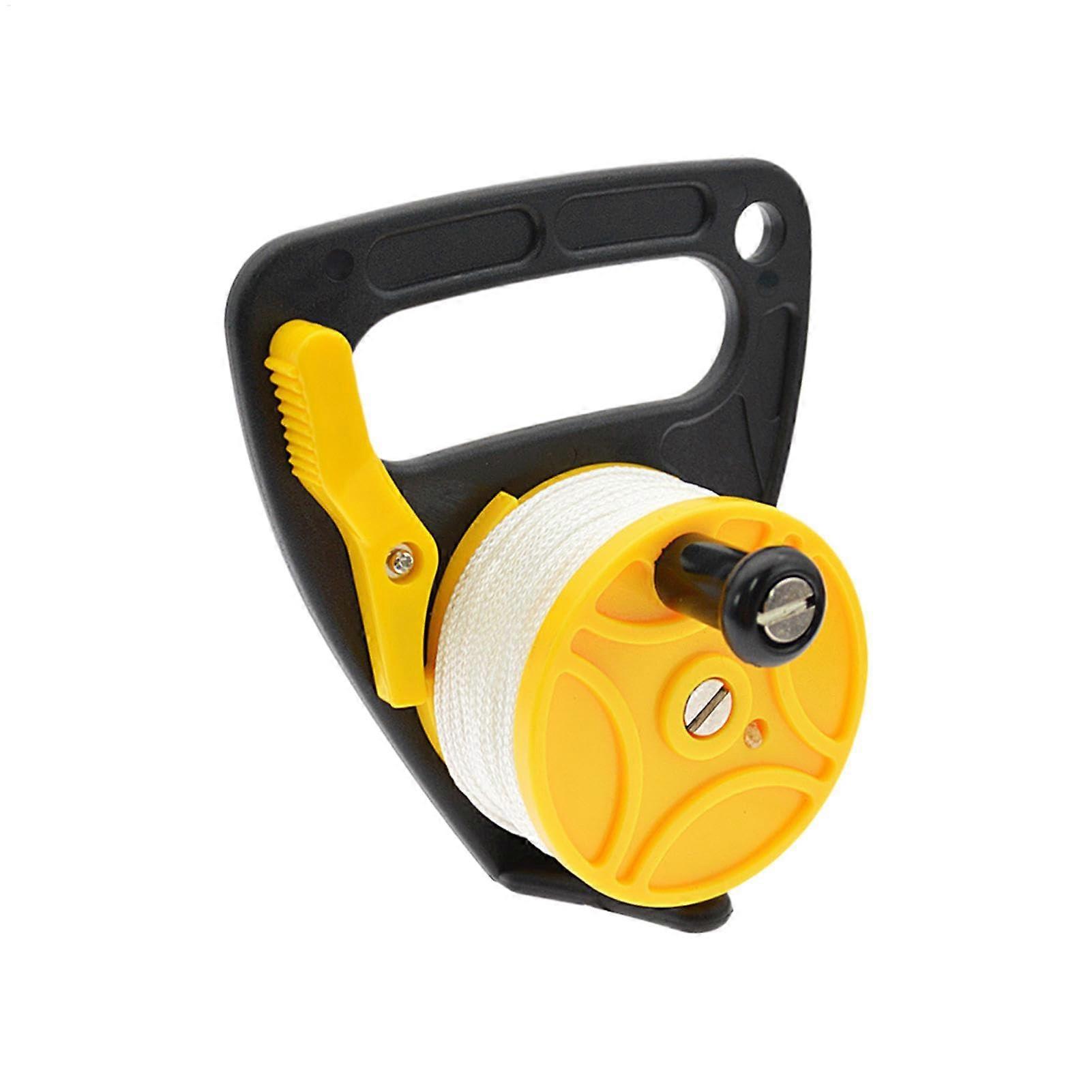 Ratchet Dive Reel Finger Spool Retractable Cord 150ft High Visibility Yellow Safety Reel For Underwater Use