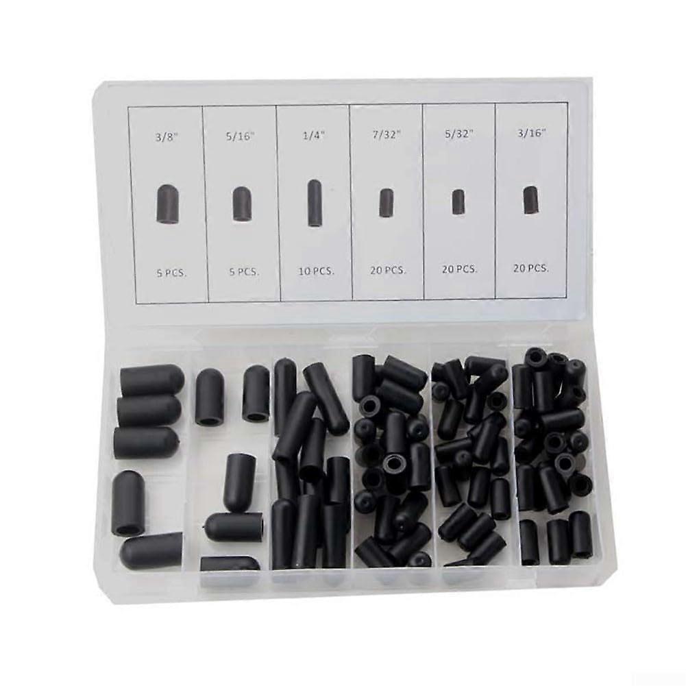 80-Piece Vacuum Hose Cap Set, Flexible Rubber Gaskets for Automotive and Piping Applications, Various Sizes