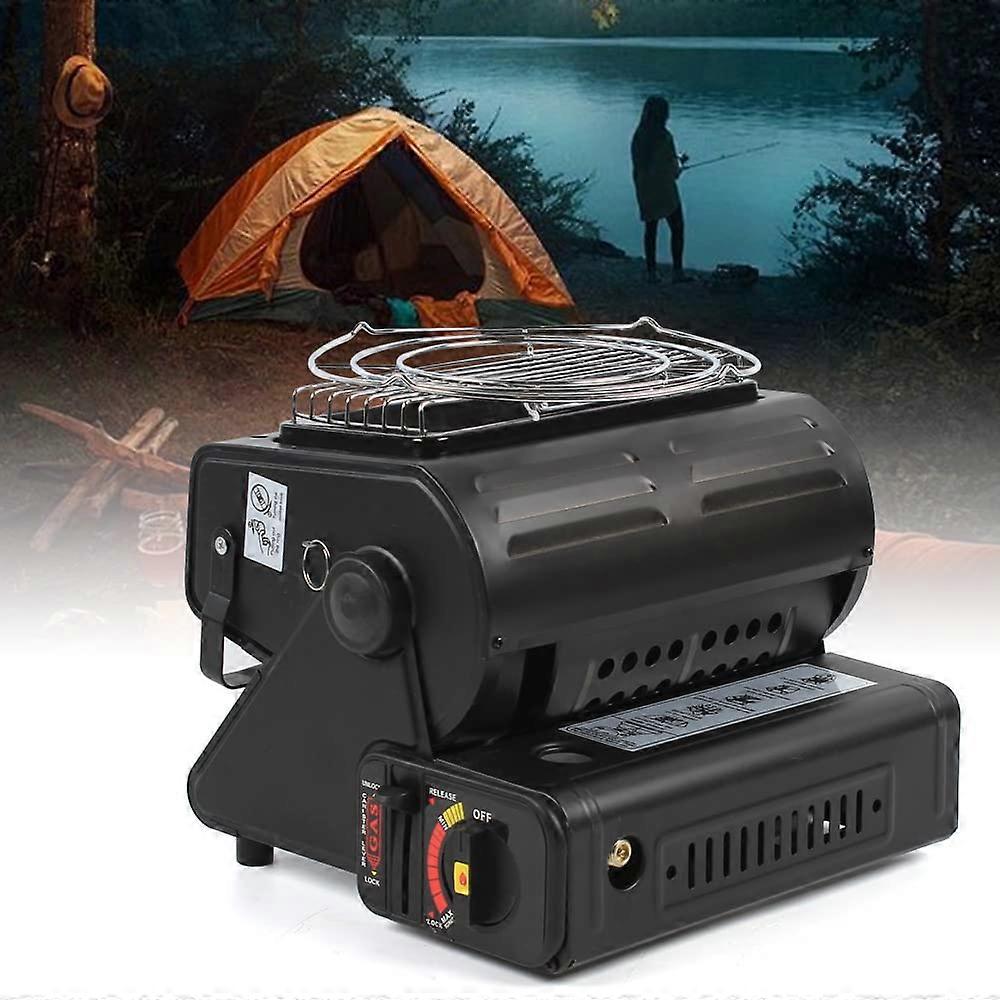 2-in-1 Portable Gas Heater for Camping and Indoor Use, 1.3KW Piezo Ignition Heater for Caravan, Boat, and Outdoor Activities, Black