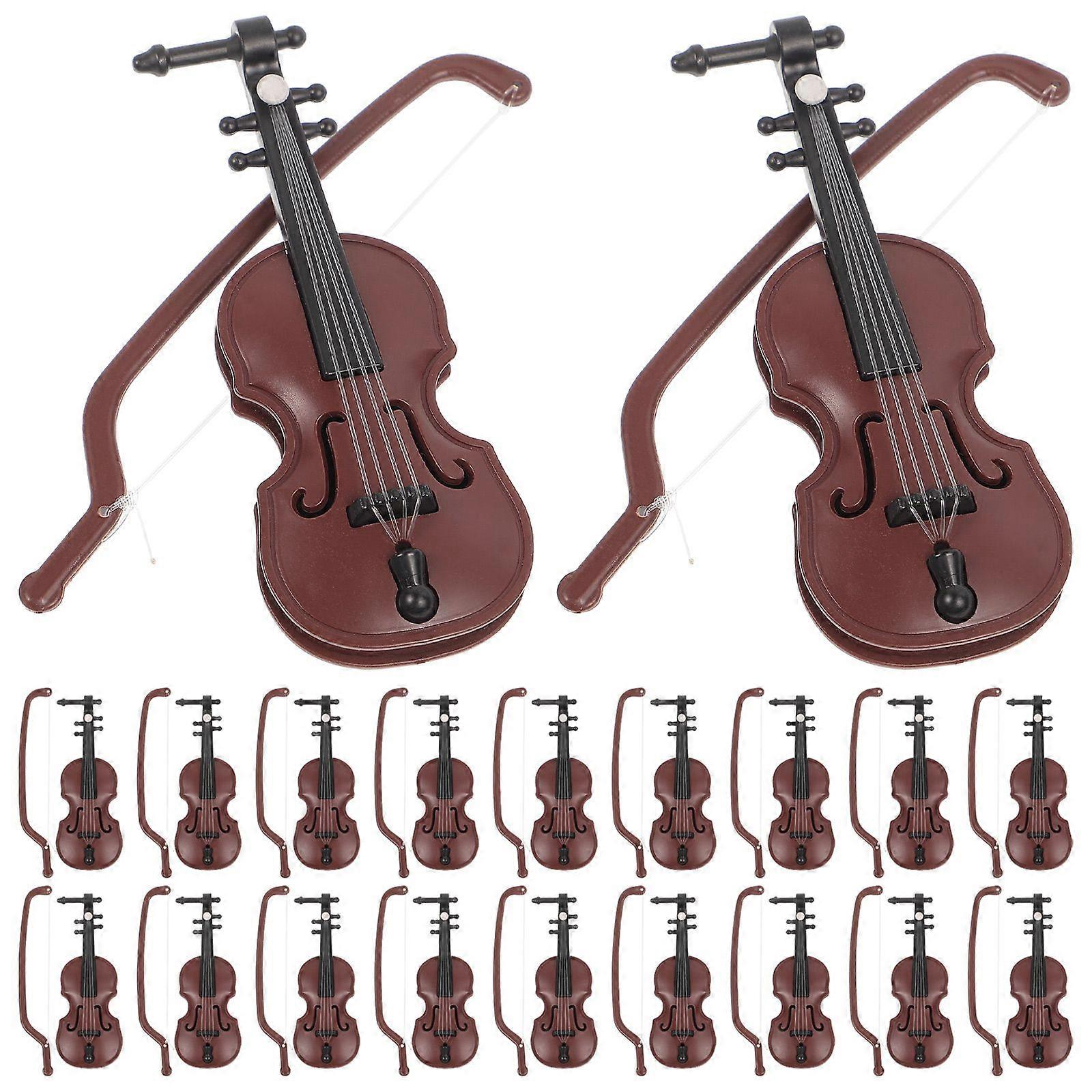 20 Sets of Xmas Mini Violin Models Desktop Instrument Adornments (Coffee)