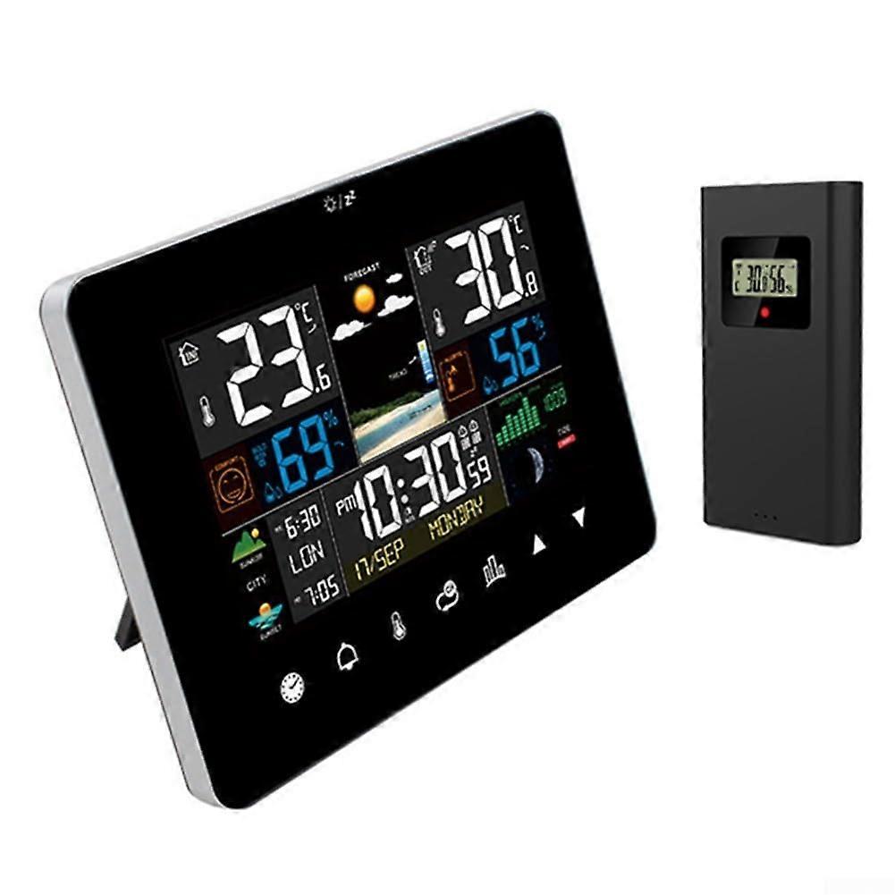 Advanced USB Touch Screen Meteorological Clock With Wireless Outdoor Sensor And Digital Display For Weather Monitoring