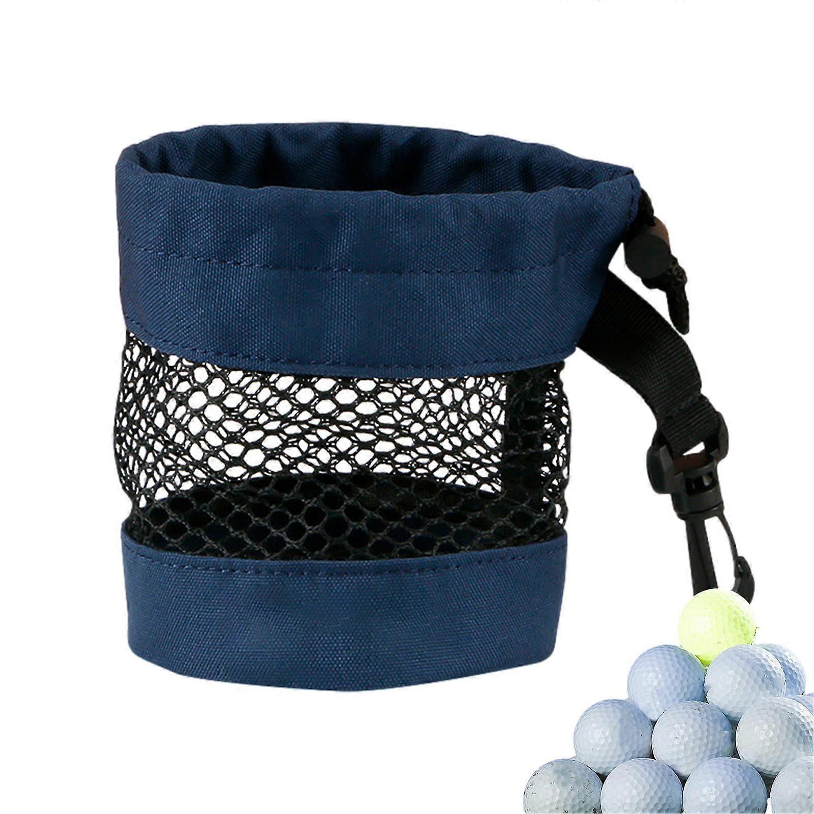 Golflabda táska hálós nylon tartó húzózsinórral és csipesszel, sötétkék (kicsi)