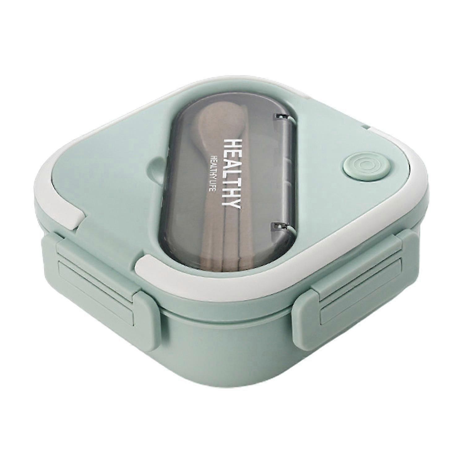 1 Set 1300ML Bento Box Microwaveable Food-grade School Students 3 Grids Lunch Case with Cutlery-Good
