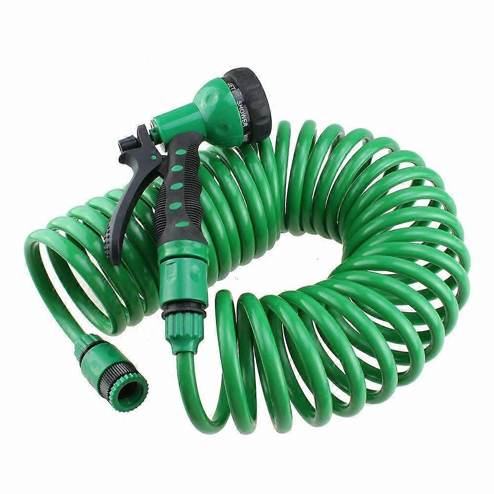 30M 100Ft Retractable Coil Hose Garden Spray Gun 5 Function Pipe Reel