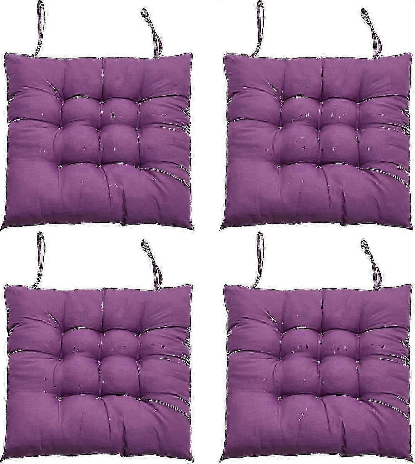 4-Piece Μωβ 40x40cm Σετ Μαξιλαριών Καρέκλας Τραπεζαρίας με Ρυθμιζόμενους Ιμάντες Γραβάτας για Καρέκλες Κουζίνας ή Τραπεζαρίας