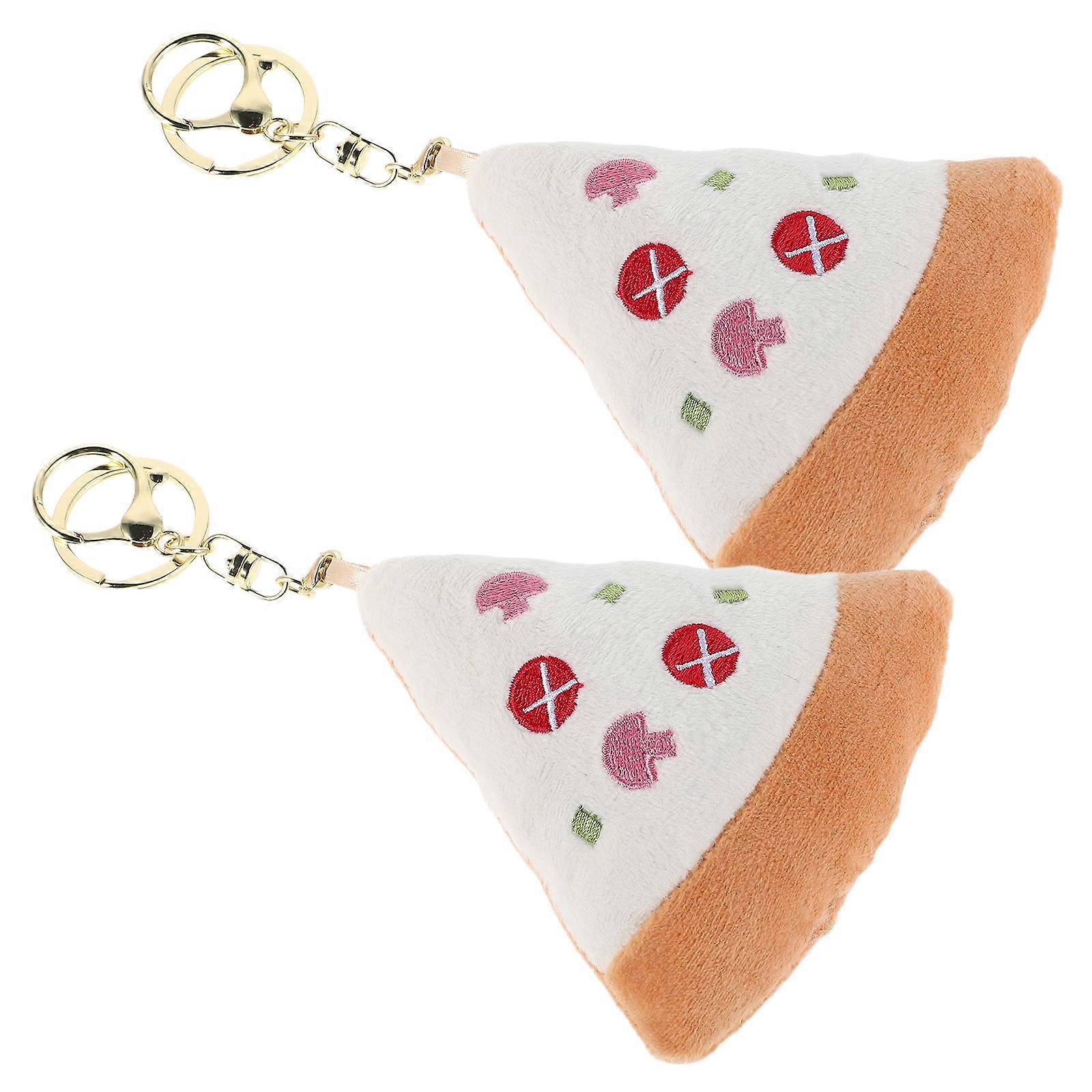 a refined product description for your **Cute Plush Pizza Keyrings**:

 

### 🍕 2pcs Cute Plush Pizza Keyrings – Soft Cartoon Bag Keychains &