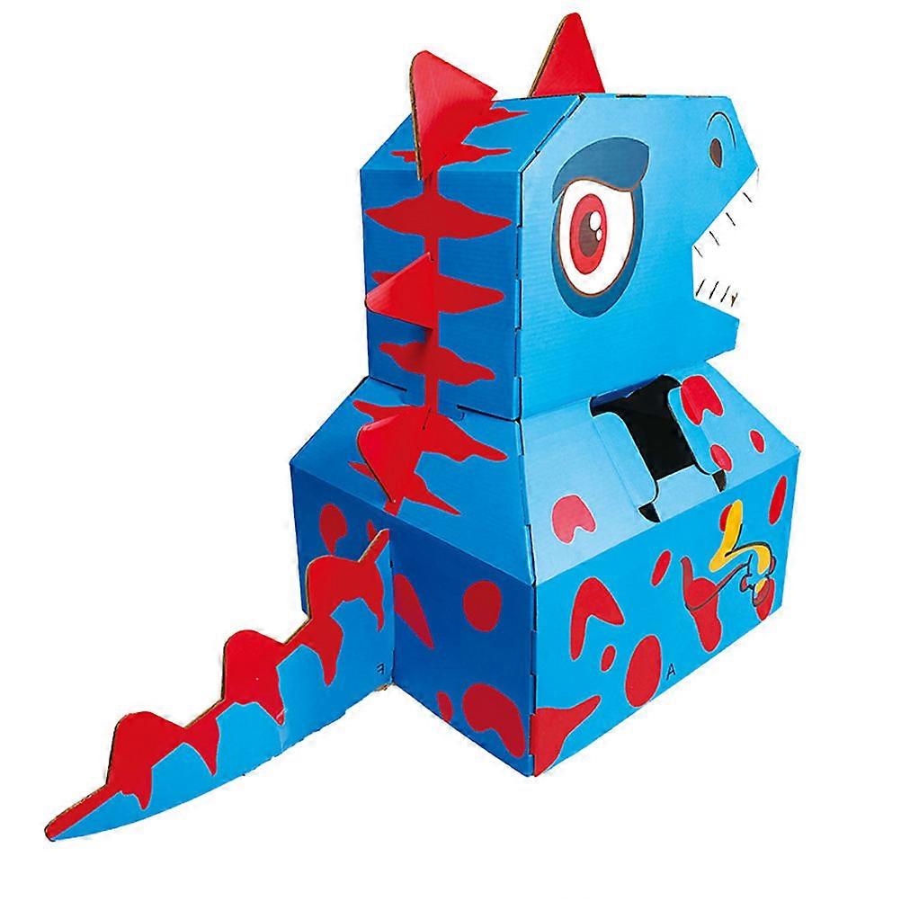Dinosaur Construction Toys Diy Dinosaur Model Kids Diy Activity Blue Carton Paper 1Pc