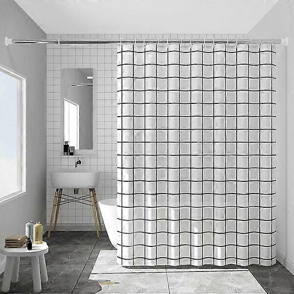 Polyester shower curtain, white, 1 piece with metal grommets, quick-drying and easy to maintain