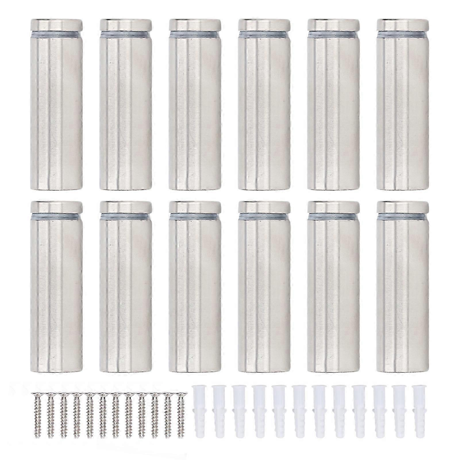 12セット広告ネジキット19x60mmステンレス鋼サインスタンドオフネジ取り付けアクリルフォトフレーム用ガラスハードウェア