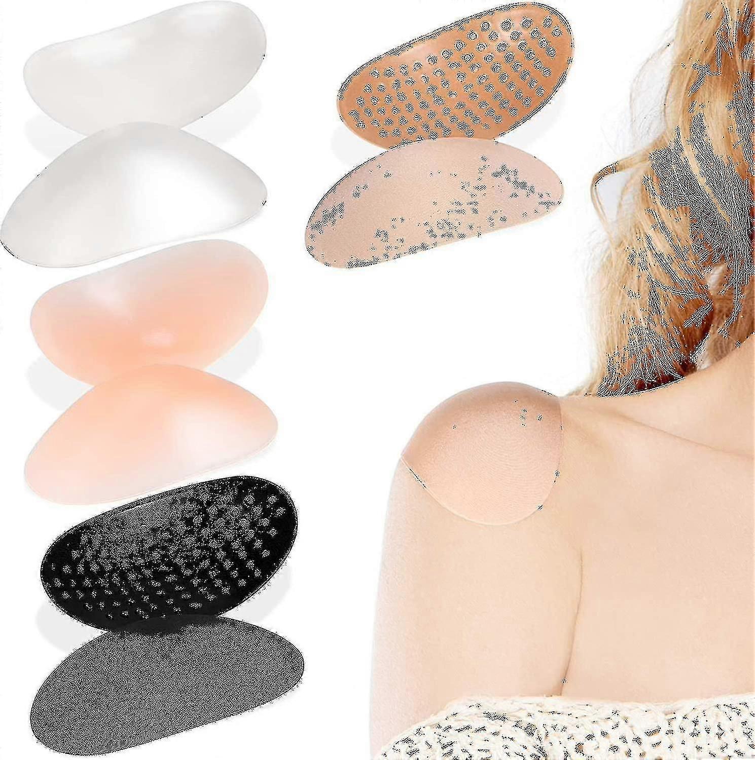 4 Pairs Soft Silicone Shoulder Pads - Anti-Slip Adhesive Enhancer for Comfort & Support