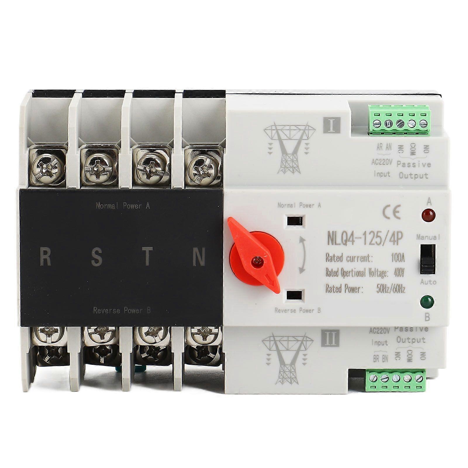 Automatic Transfer Switch Din Rail Mounted 4P 3Phase 4Wire Uninterruptible Power Control 400V100A