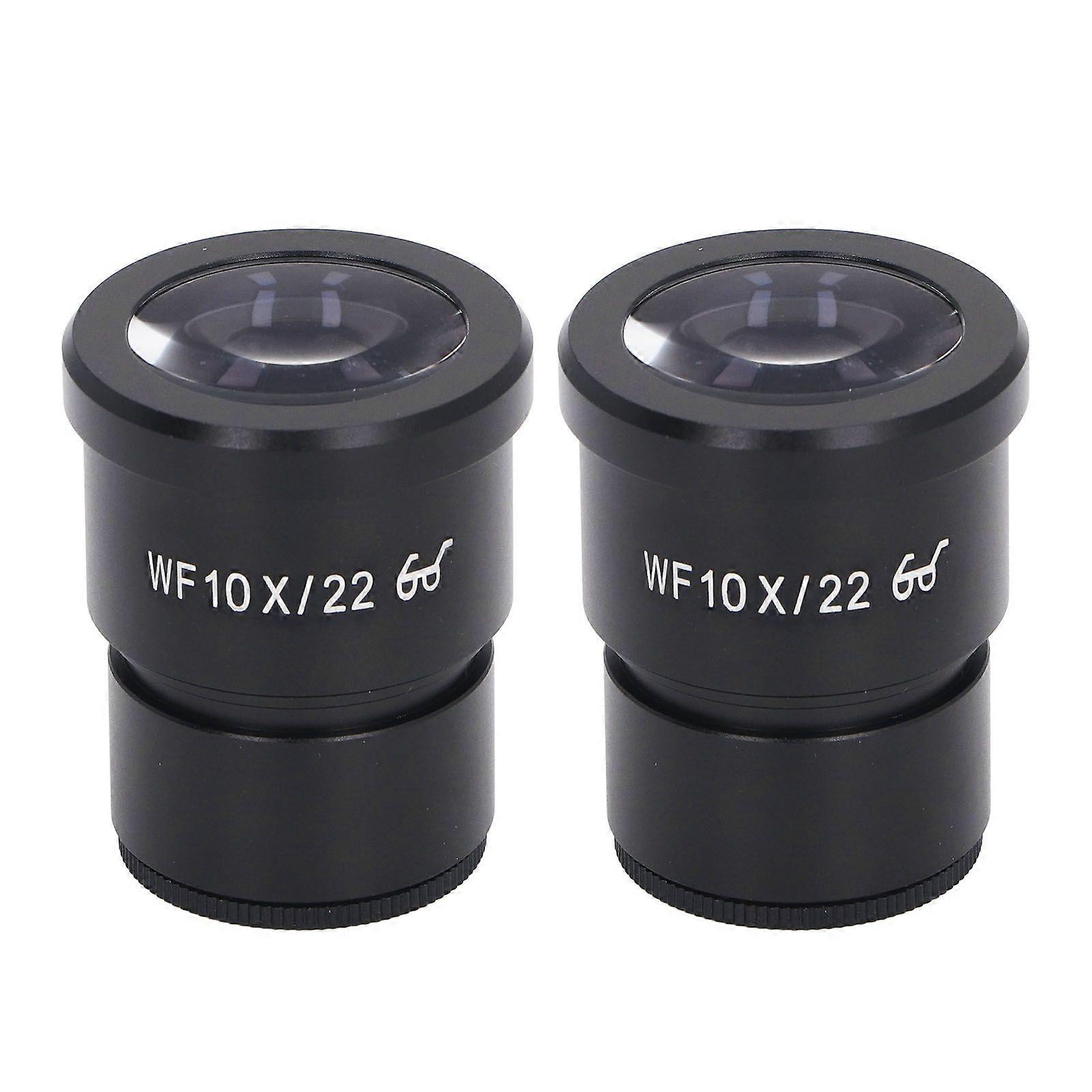 2Pcs Microscope Eyepiece 10X Aluminum Alloy Wide Angle Biological Eyepiece 22mm Eye Point 30mm Mounting Size