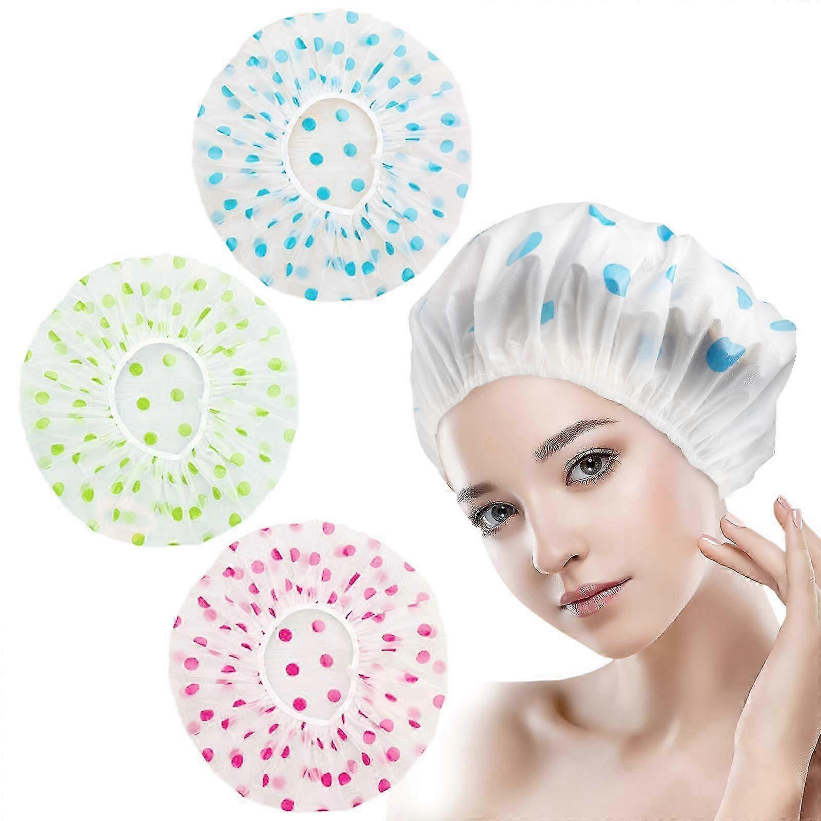 Pack of 3 Shower Cap,Reusable Waterproof Shower Caps,Plastic Shower...