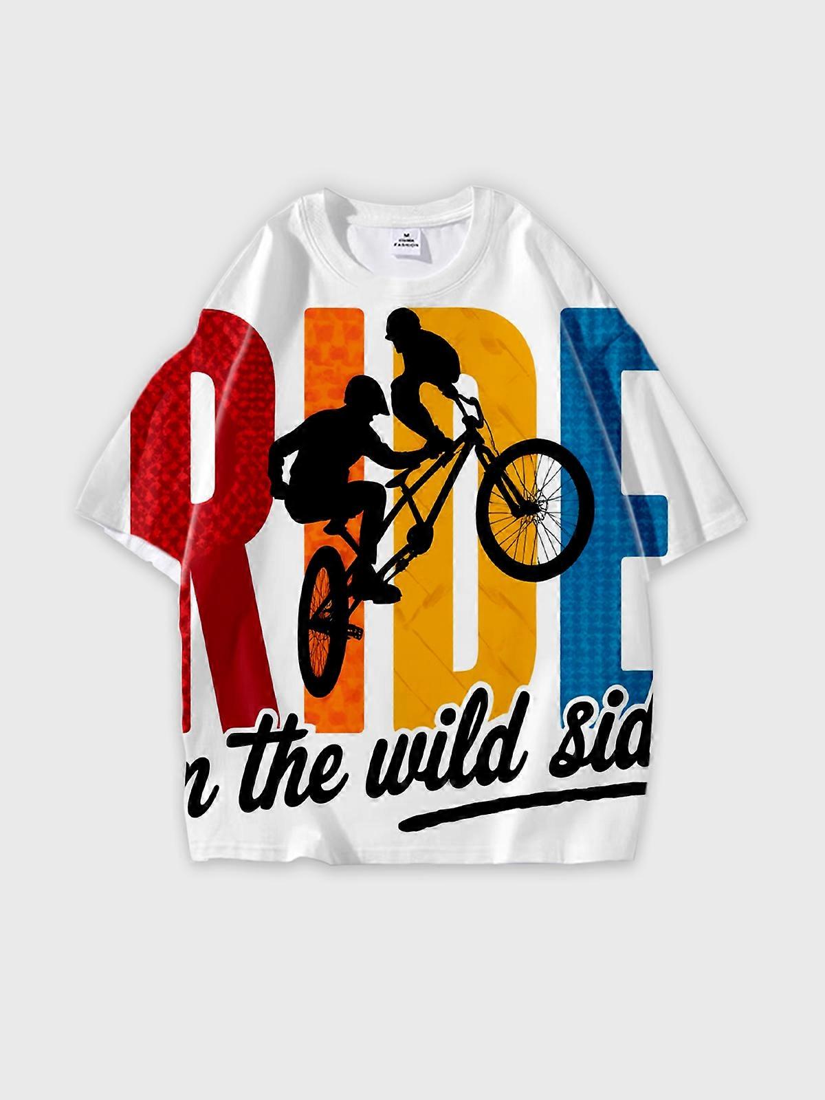 T-Shirt Short Sleeve Round Neck, Summer Casual Loose Graphic Tee, Unisex Pattern U2143