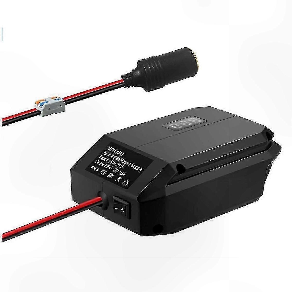 DC Voltage Converter Adapter 18V to 12V with Cigarette Lighter Socket for Automotive and Tool Use