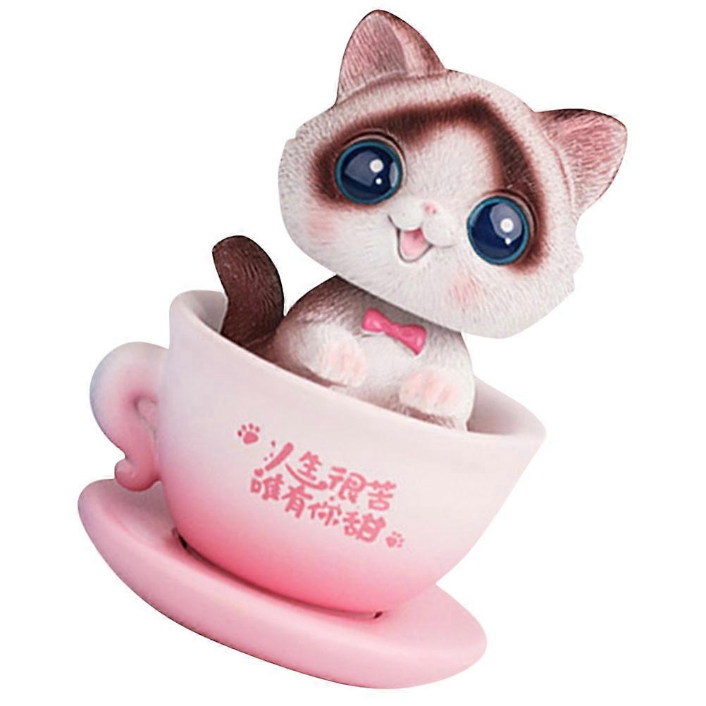 Mini Resin Figure Cat Ornaments for Desktop Tiny Cat Statues Cartoon Appearance Decorative Use 8X6X6CM 1Set