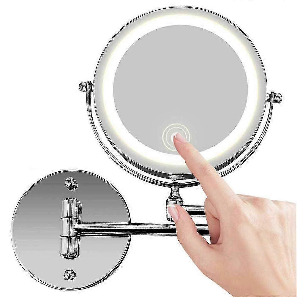 LED lighted vanity mirror for bathroom, 10x magnifying wall mount makeup mirror rotatable