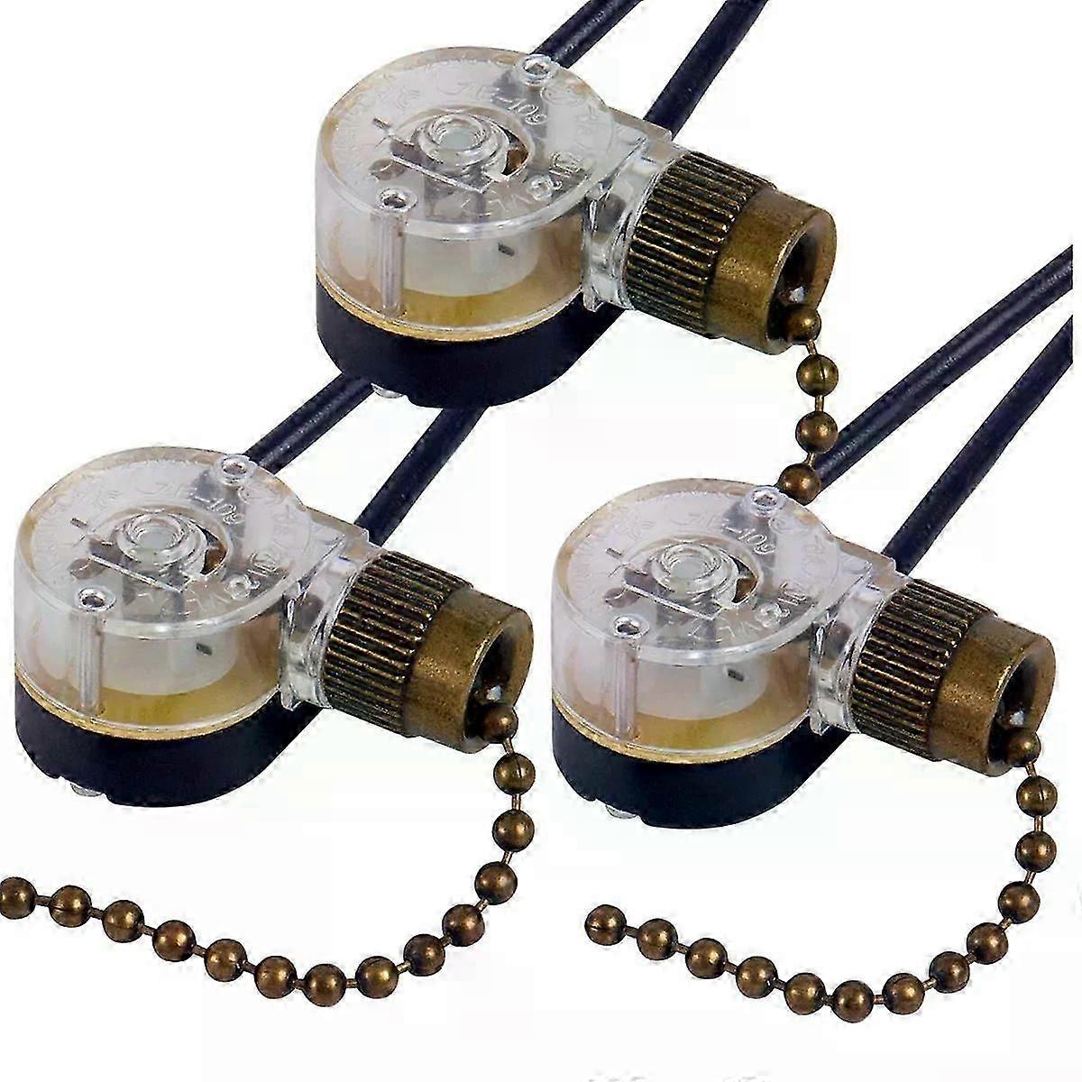 ABBO-3Pack Ceiling Fan Light Switch ZE-109 Fan Switch Ceiling Pull Chain Switch Replacement (Bronze)