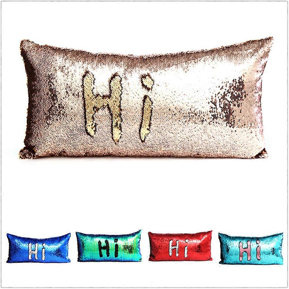 Sequins Throw Pillow Case for Cushion Use Maroon and Gold