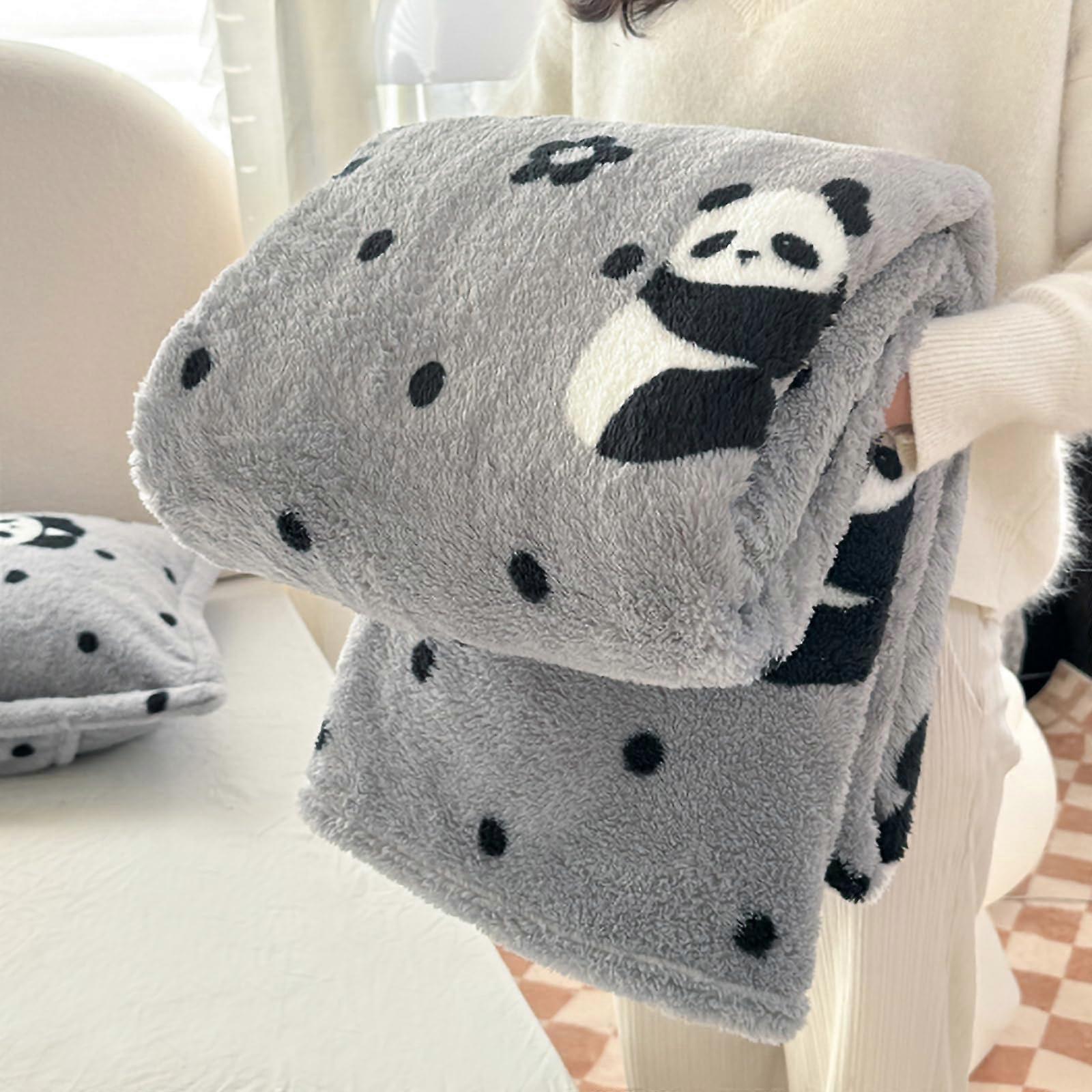 Panda Flannel Throw Blanket 100 Cm X 150 Cm Soft Cosy Blanket All-Season Warmth For Sofa Bed