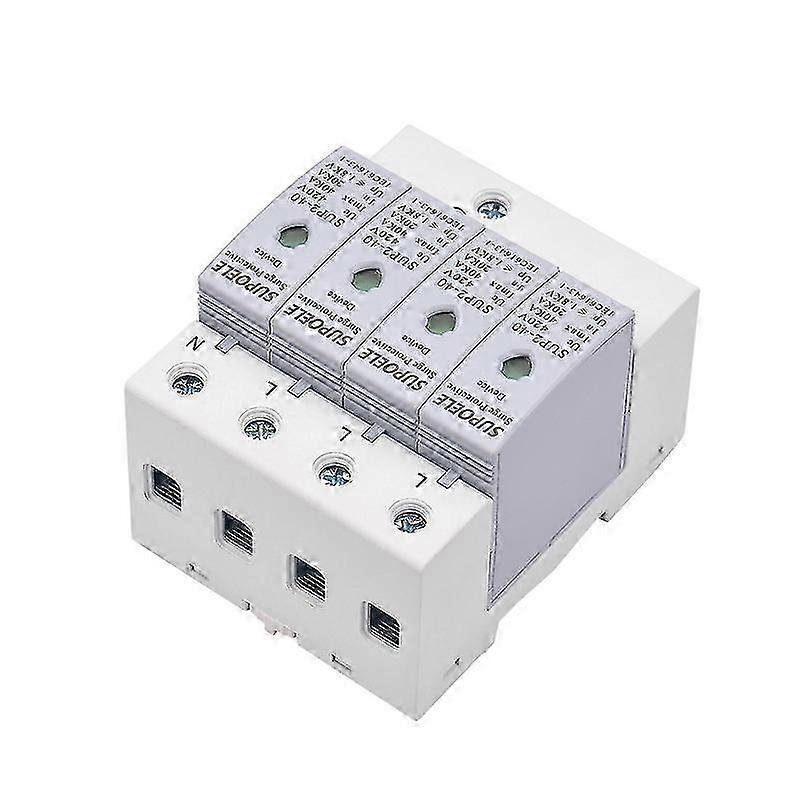 Ac 420v Surge Protective Device 4p 40ka Arrester Household Thunder Proof Protector Breaker Din Rail Installation