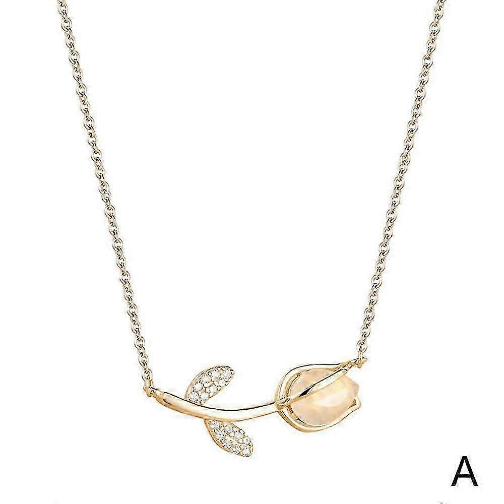Collier tulipe 2025, pendentif en pierre œil de chat, vent froid, tempérament, anniversaire américain, D0Z6
