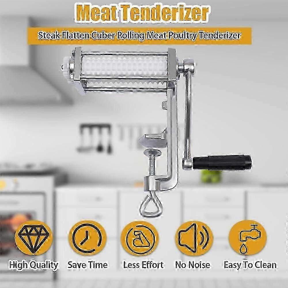 Heavy Duty Manual Meat Tenderizer Cuber Tool Steak Flatten Cuber Rolling Meat Poultry Tenderizer Machine Clamp on Meat Tenderizer Kitchen Tool