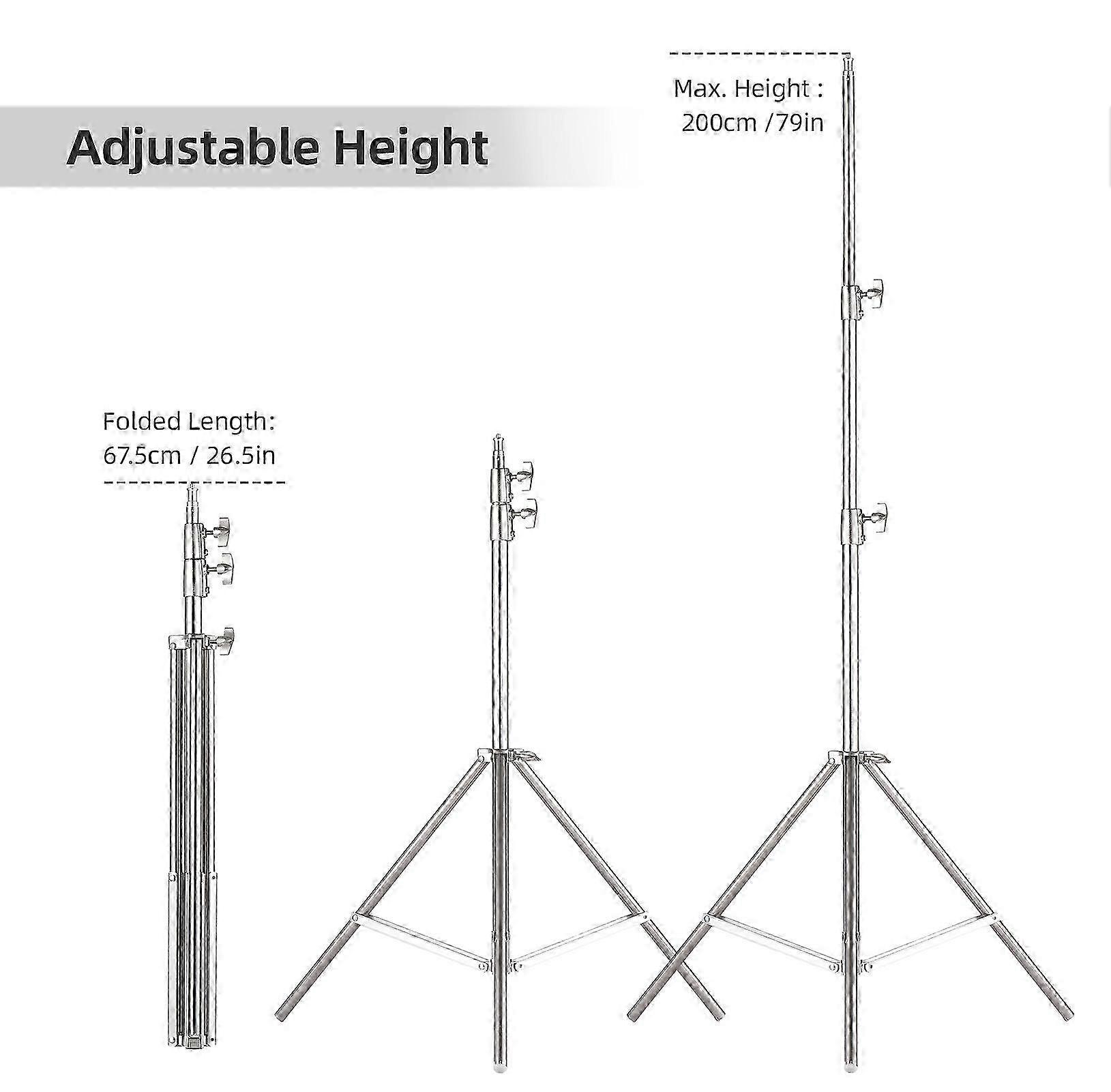 Metal Tripod Light Stand with Adjustable 3kg/6.6lbs Load Capacity for Photography Studio/ LED Video Light/ Umbrella Ring Light/ Softbox 2025
