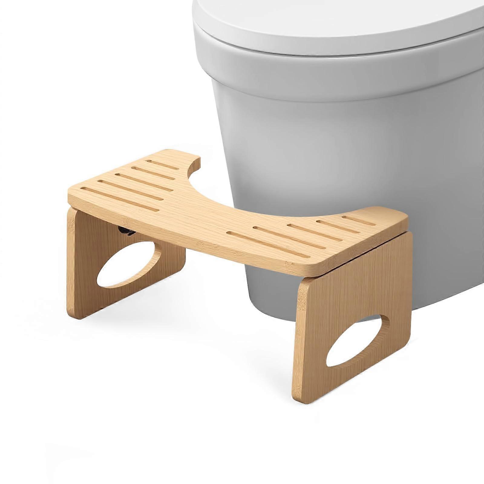 Bamboo Toilet Stool, Foldable, Portable Ergonomic Bathroom Stool For Constipation Relief And Bloating, Compact Size