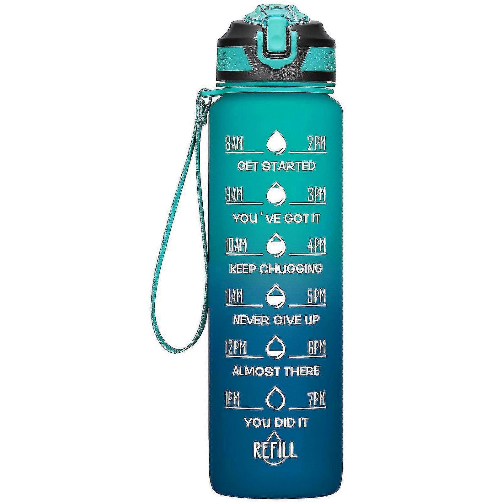 Sports Water Bottle, 32/24 Oz, Straw Type, Time Mark, Multiple Colors Available