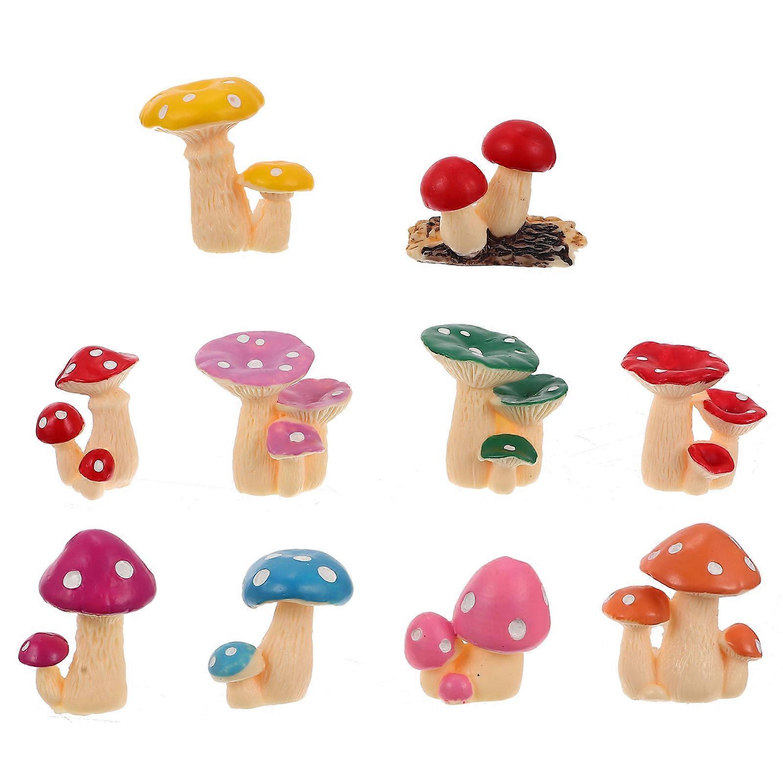 Miniature Mushroom Figurines for Decor 10Pcs Garden Fake Mushrooms Ornaments