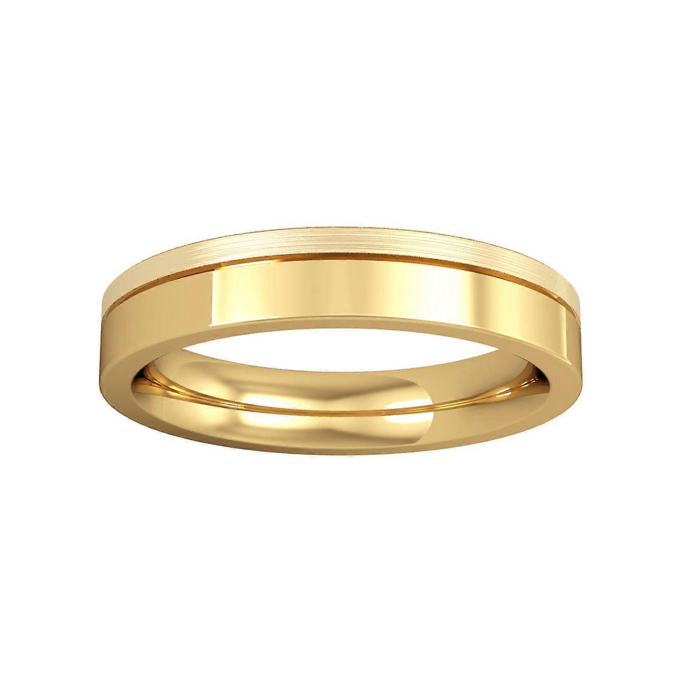 Jewelco London 18K 黄金 - 4 毫米平宫廷细槽结婚戒指
