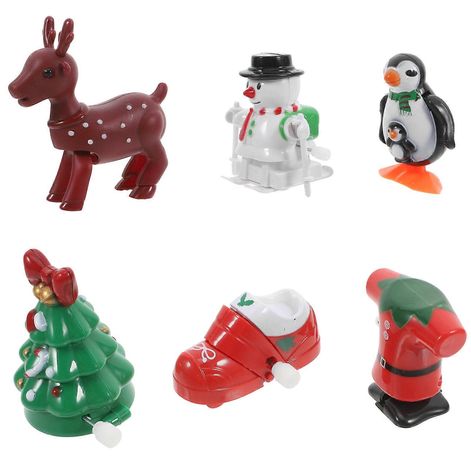 Wind Up Toys for Christmas Party Plastic Figures 6Pcs Assorted