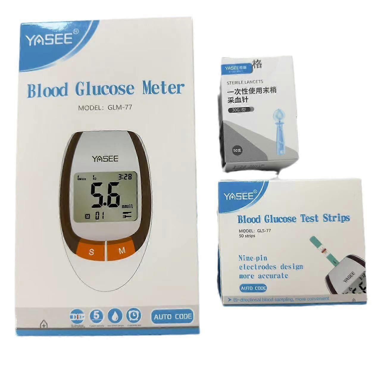 Diabetes Home Test Kit: Monitor, Strips, Lancets, Device - Accurate Results in Seconds