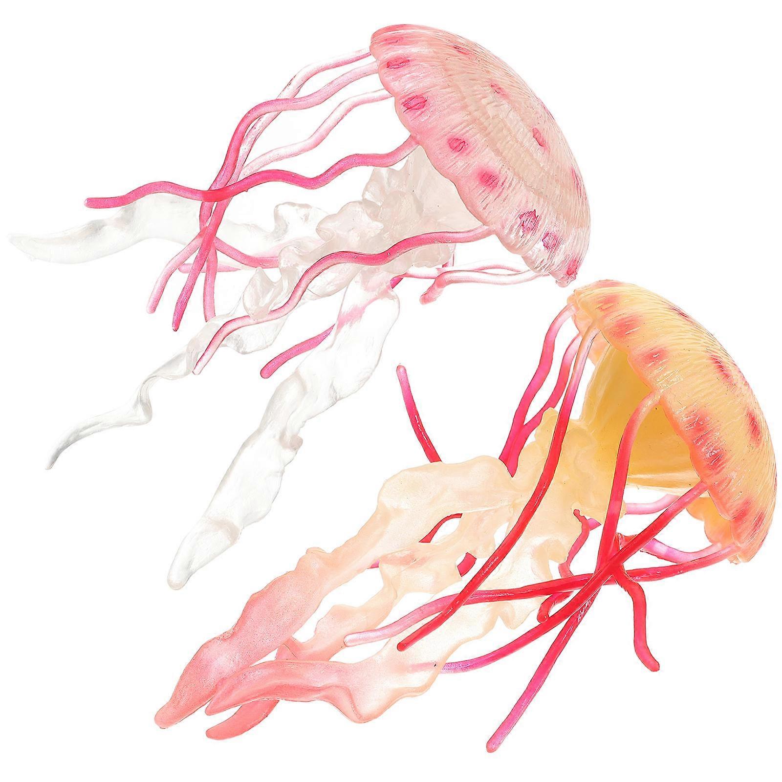 Lovely Kids Toy Jellyfish Figure for Educational Use Pvc Assorted Color Cognitive Development 2Pcs