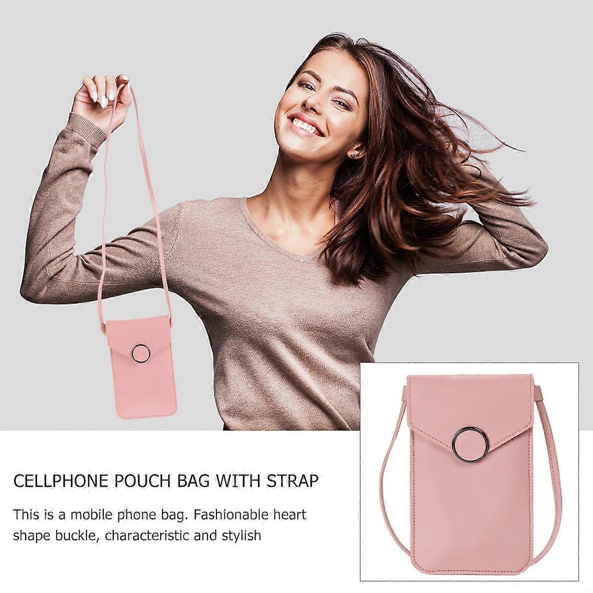 Phone Pouch Cell Phone Bag for Outings Pink Artificial with Storage 1Pack