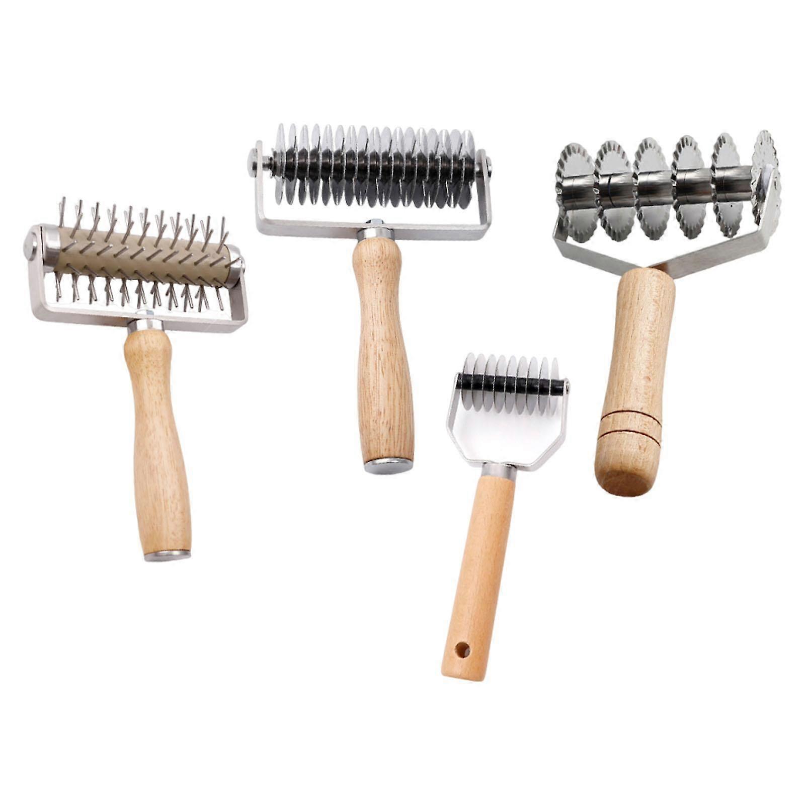 4x Lattice Roller Cutters Rolling Noodle Slicer for Household Cafe Cookie