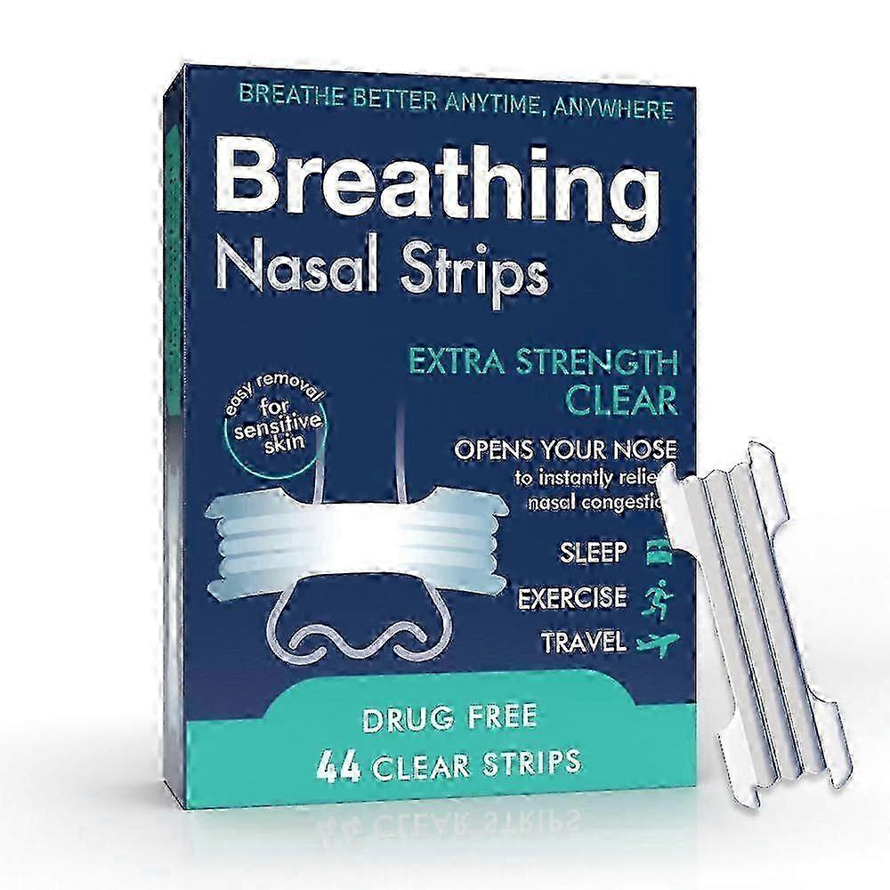 44 Strong Nasal Supports Strips - Clear Extra Strength Nose Stop Solutionsensitive Skin Better Breathe Sleeping Aid