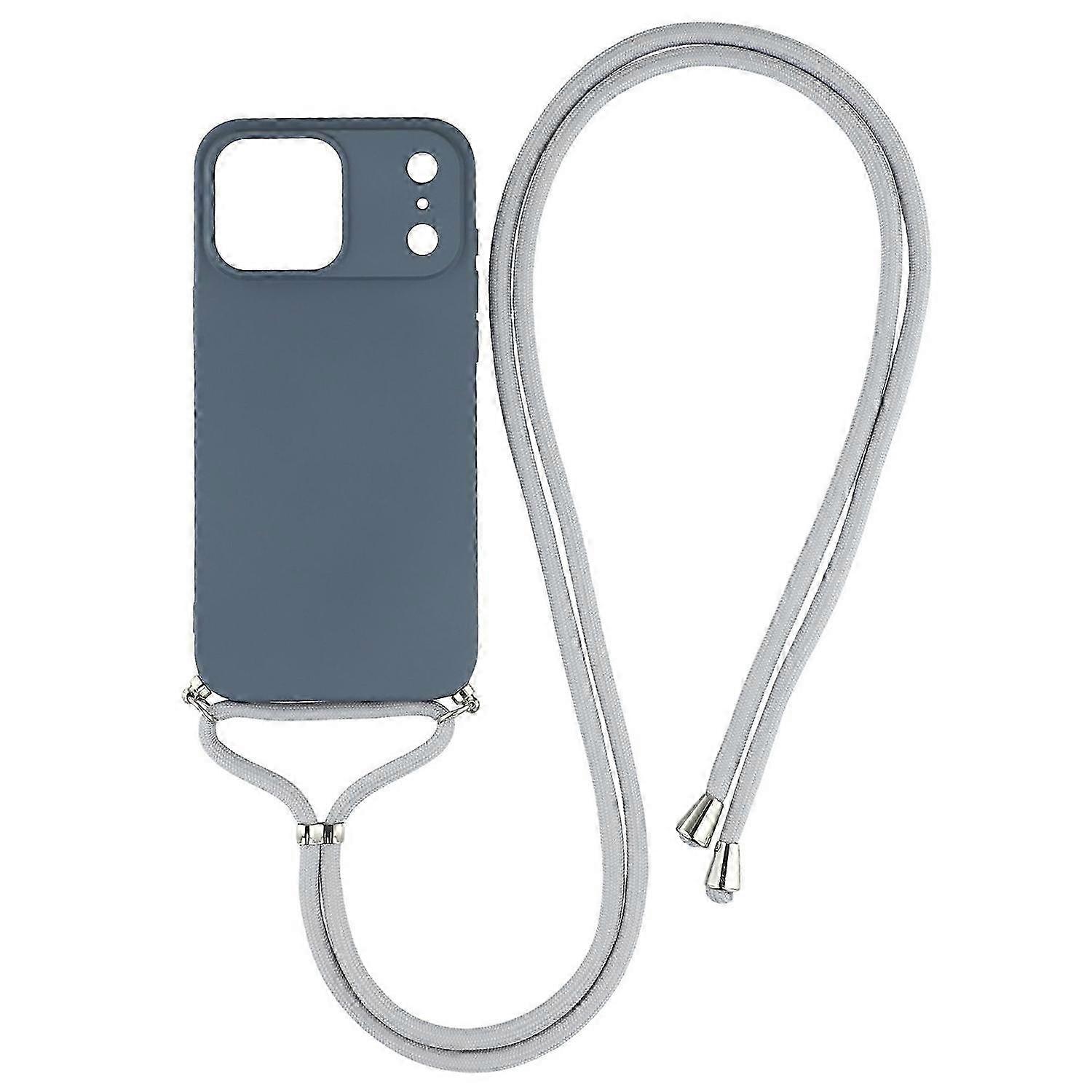 For iPhone 17 Pro Case Soft TPU Fiber Lining Phone Cover with Shoulder Strap - Lavender Grey