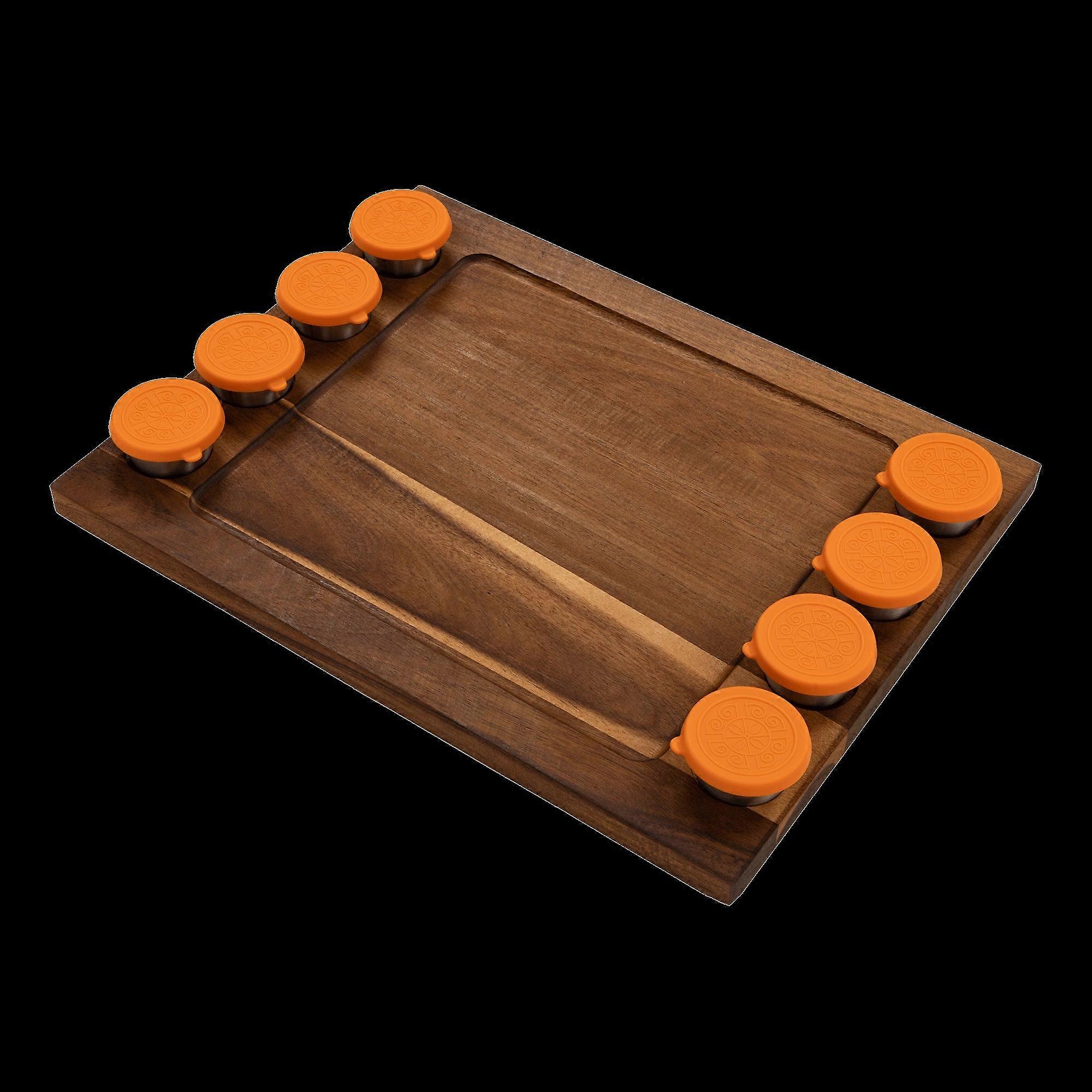 Serving Tray Double Sided Charcuterie Board 8 Sauce Cups Gift Trays