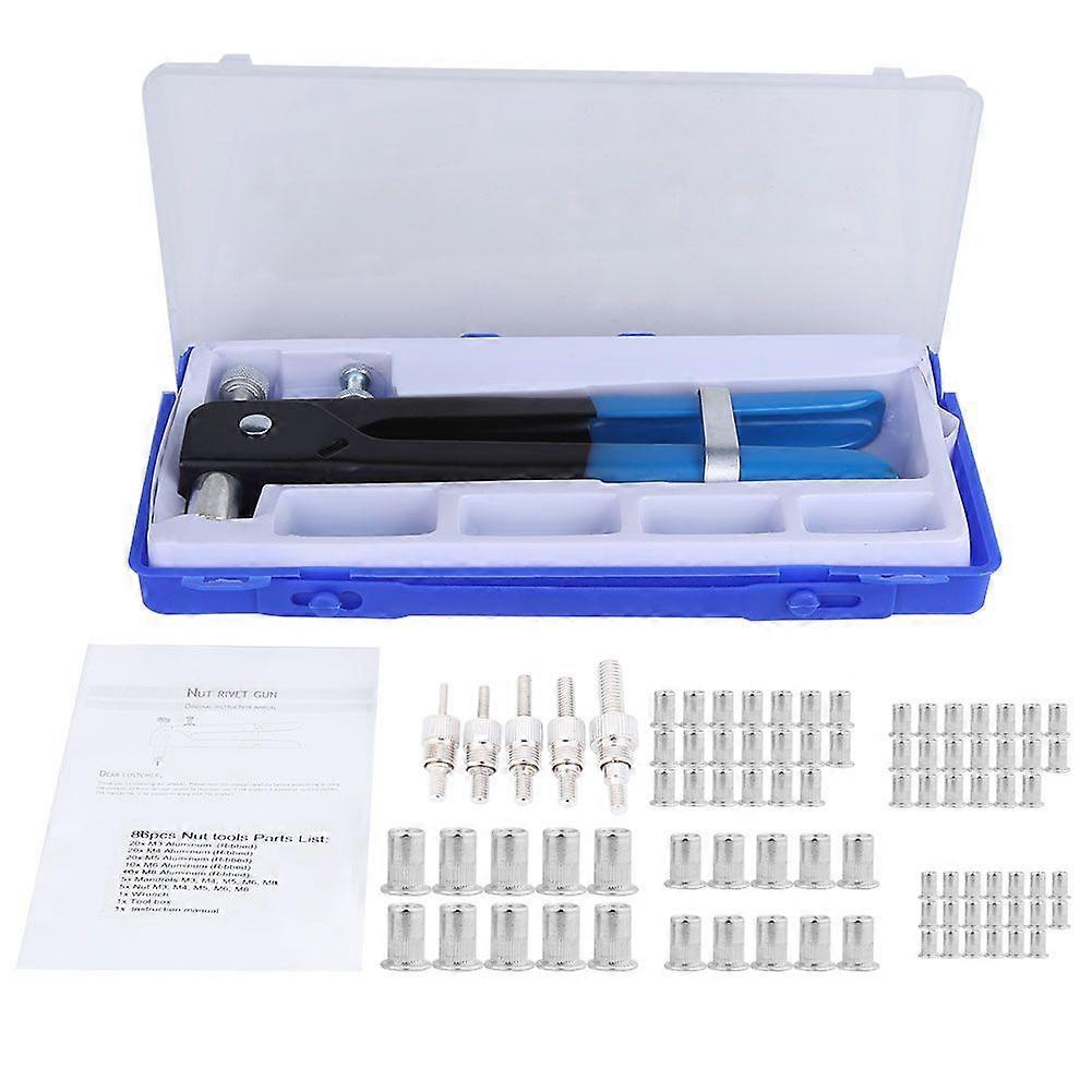 86pcs/set M3-M8 Blind Rivet Nuts Threaded Insert and Rivet GunTool Rivnut Nutsert Riveting Kit