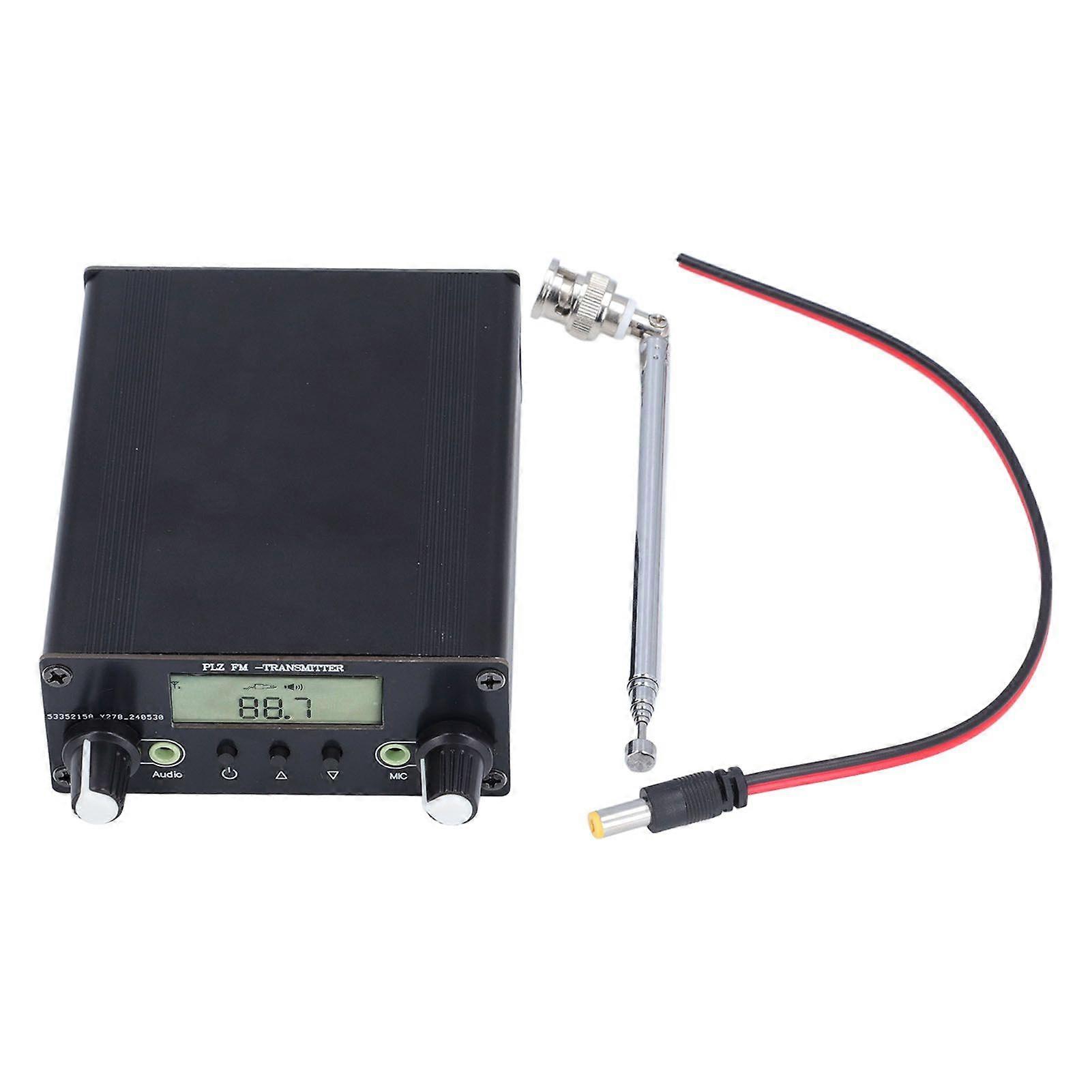Stereo FM Transmitter DC12V 0.5W FM Broadcast Transmitter Long Range FM Radio Station with Mic Sound Jack for Theaters Homes Libraries