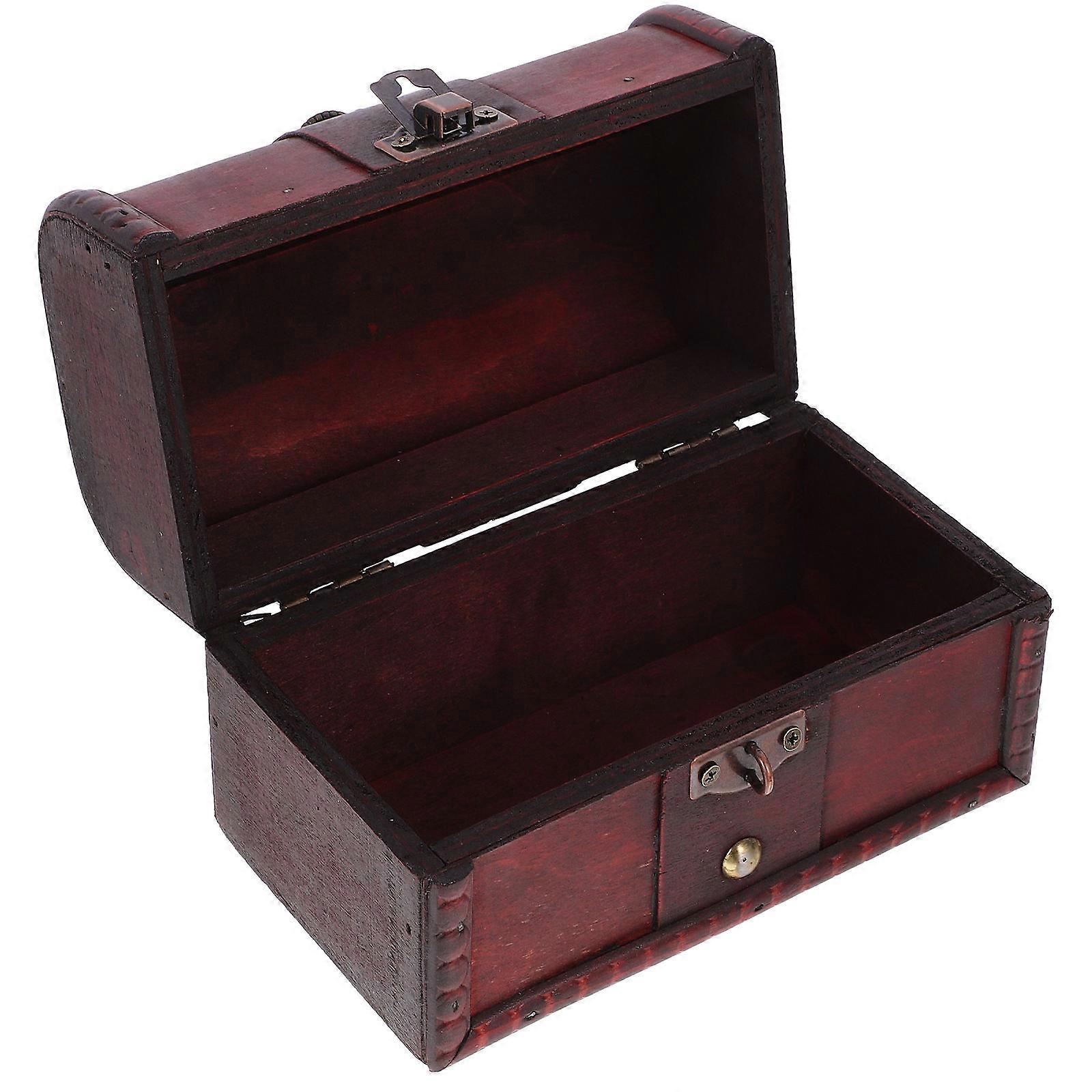 Wood Jewelry Box for Storage 2Pcs Vintage Pirate Treasure Chest Brown