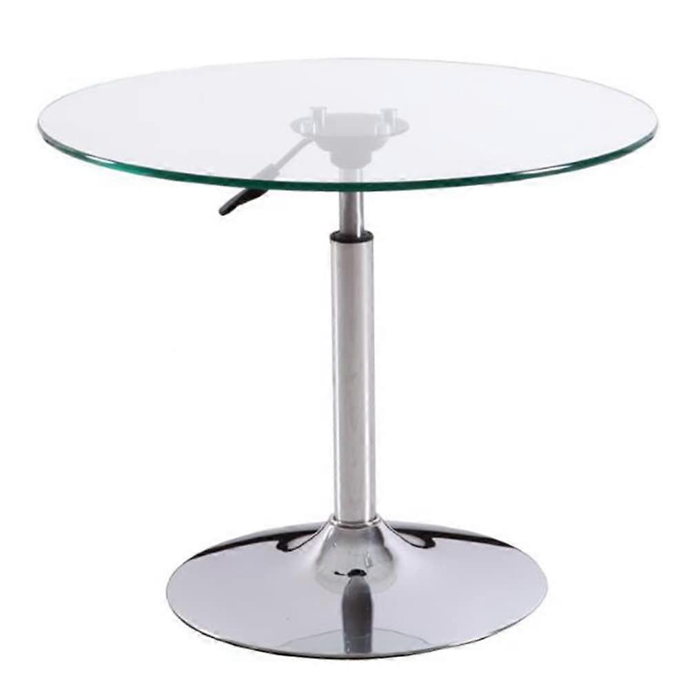 Adjustable Height Round Glass Bar Table For Balcony, Tempered Glass, Lifting Function, 70cm, Transparent