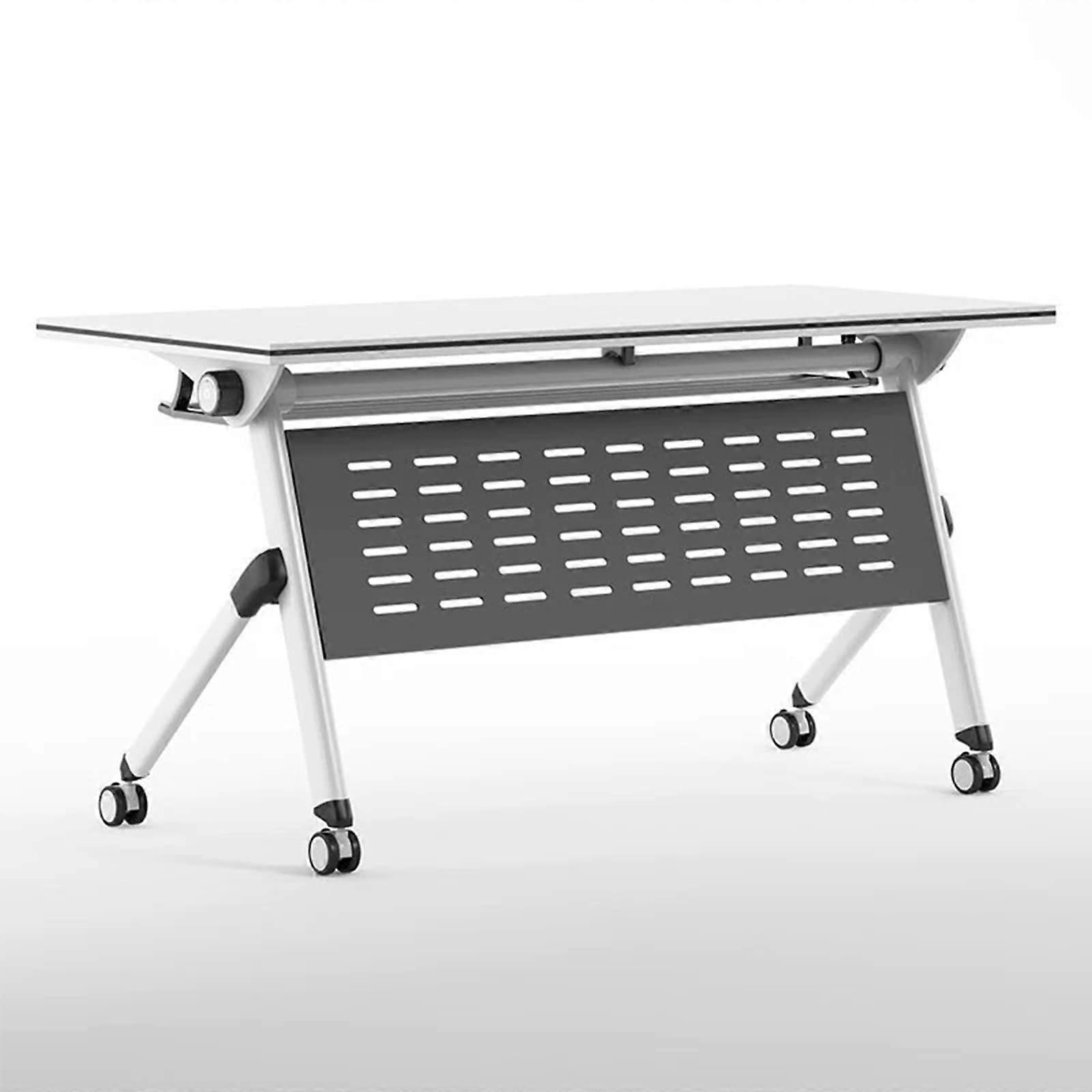 Folding Conference Table With Wheels White SpaceSaving FlipUp Design Desk 120x40x75cm For Classroom Home Office