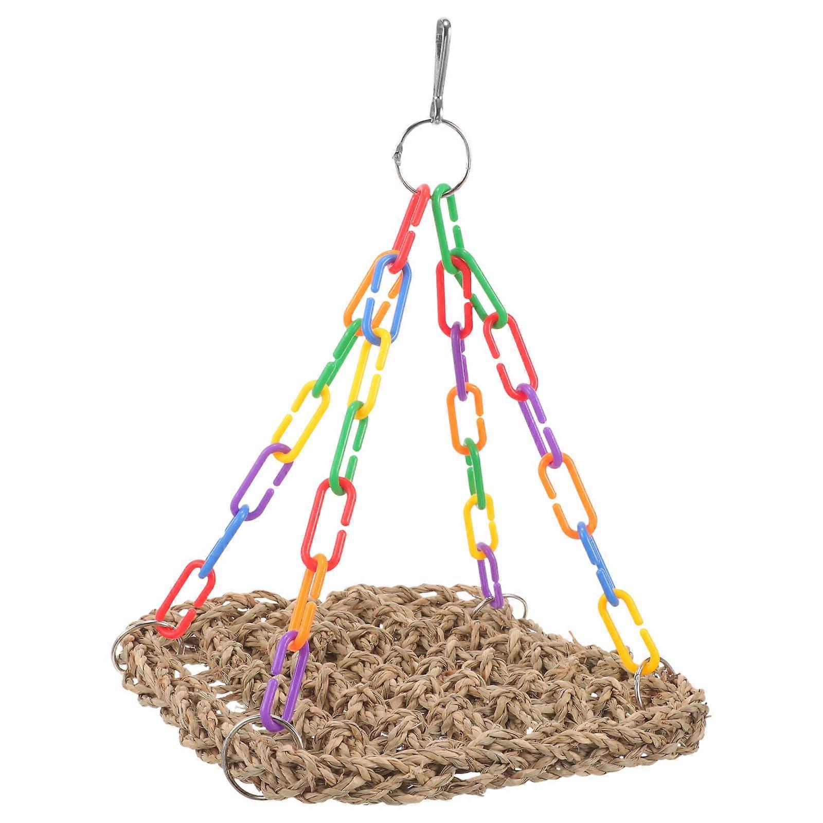Bird Swing Toy Parrot Hammock for Cage 2Pcs Light Brown Hanging Swing