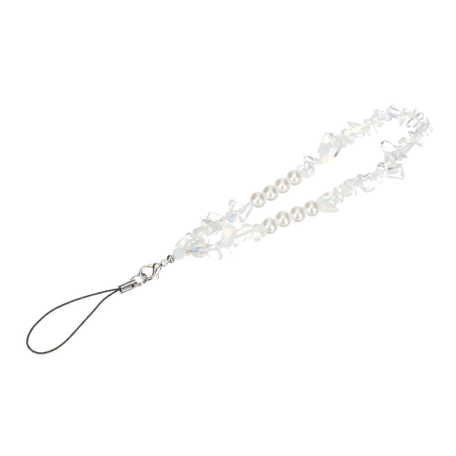 Bead Design Lanyard White for Anti-Lost with 5Pcs Phone Chain